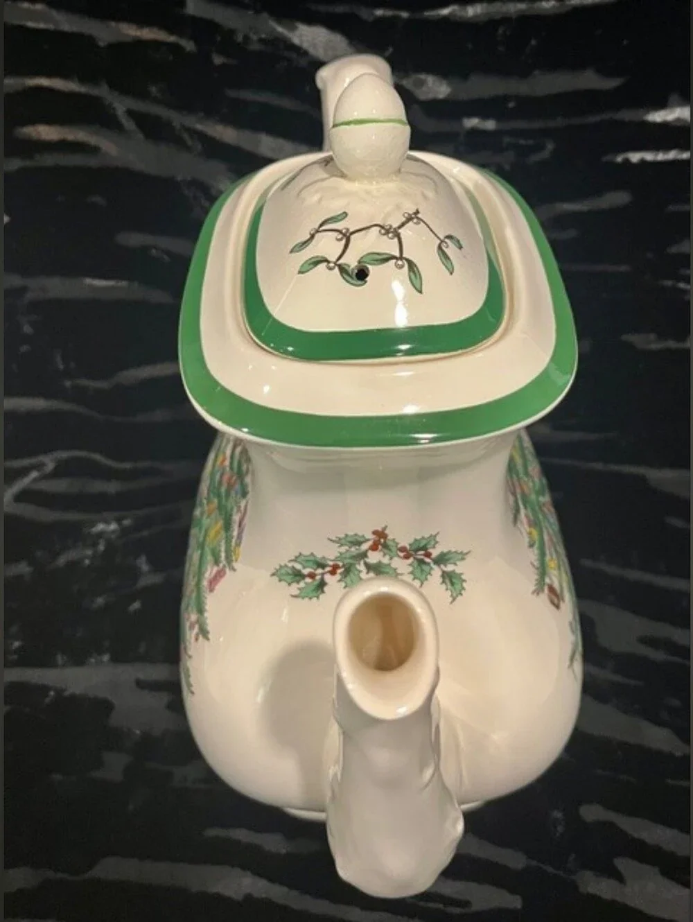 Vintage Pre-1976 Spode Christmas Tree Imperialware Coffee Pot with Acorn Lid